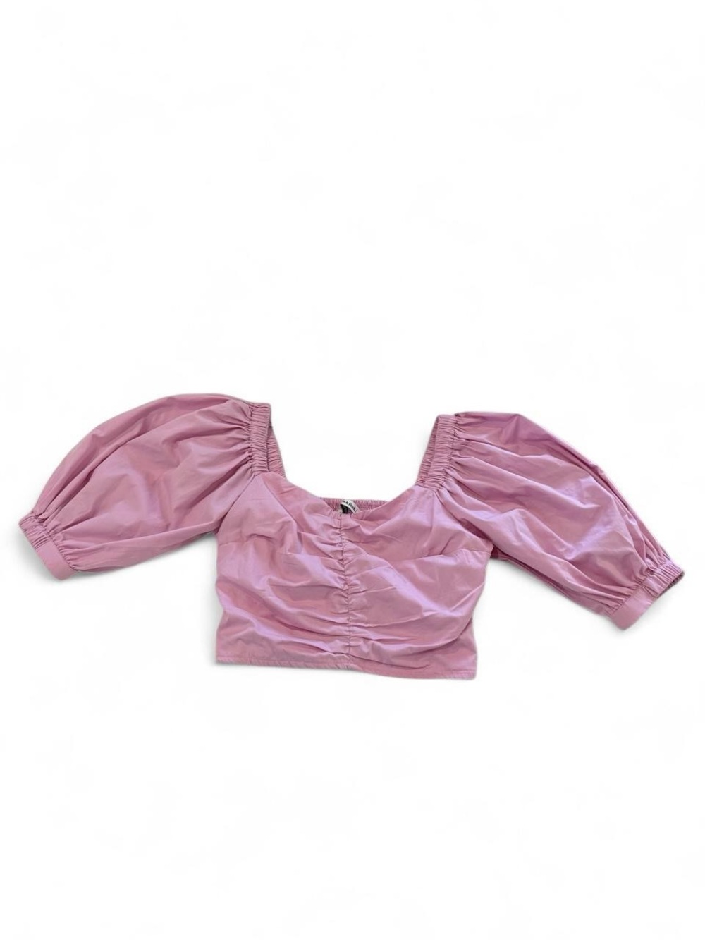 Abercrombie & Fitch Ruched Puff Sleeve Crop Top